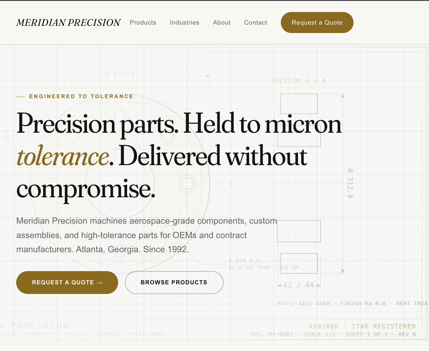 Meridian Precision — live demo site preview