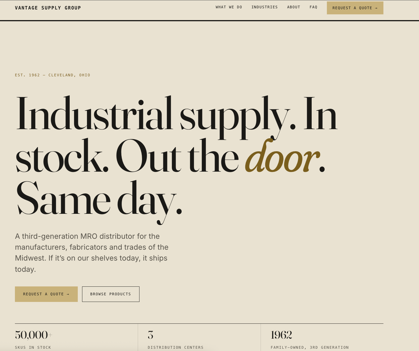 Vantage Supply Group — live demo site preview